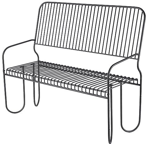 KADAX Moderne Gartenbank, Sitzbank aus pulverbeschichteten Stahl, Bank im Modulsystem, Witterungsbeständige Metallbank für Garten, Park, Terrasse (120cm / mit Rückenlehne)