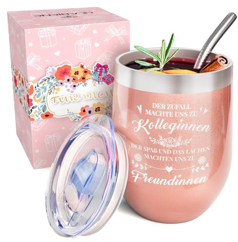 LILABIENE Weinbecher von Kollegin zur Freundin Becher to go Personalisiert Geschenk Freundin