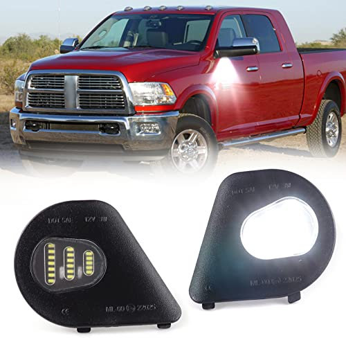 FetonAuto Side Mirror LED Puddle Light Assembly for 2010-2019 Dodge Ram 1500 2500 3500 4500 5500 Pickup Trucks Towing Mirror Lights 6500K White