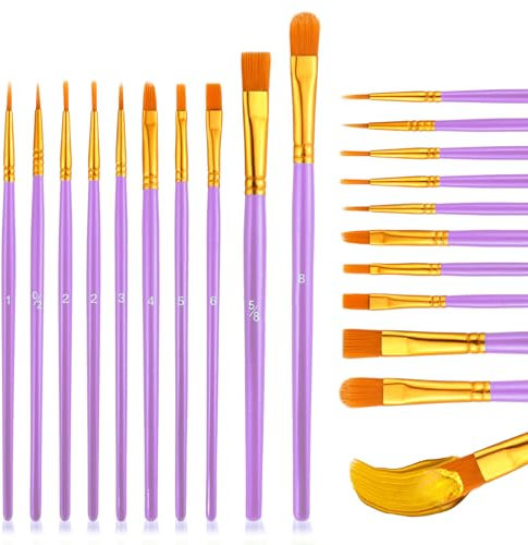 Lychico Pennelli per il viso per bambini, adatti per acquerelli, acrilici e pittura ad olio, viola, set da 20