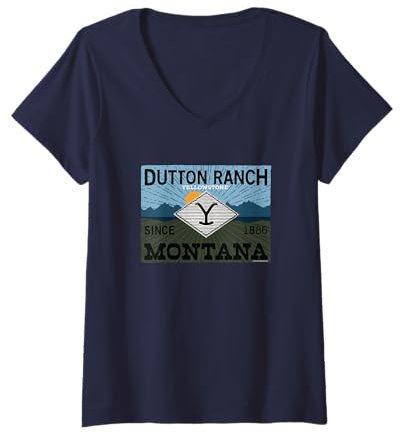 Femme Logo Yellowstone Since 1886 Montana T-Shirt avec Col en V