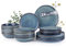 GBhome Steingut Geschirrset 6 Personen, 24-tlg Reaktive Glasur Handarbeit Geschirr Set, Mikrowellen- & Spülmaschinenfest Schüssel- und Teller Set, Mediterranes blau, GDW007DJ-24P-EU