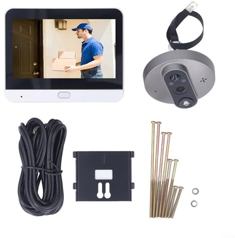 CWOQOCW Caméra de porte Judas numérique WiFi 1080p HD 4,3 pouces écran LCD sonnette intelligente avec détecteur de mouvement PIR audio bidirectionnel pour la sécurité à domicile