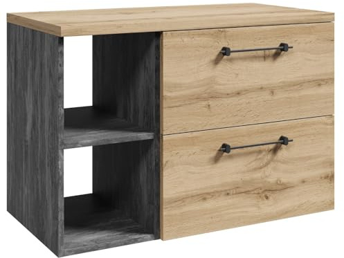 Badplaats B.V. Waschtischunterschrank Muro 90 cm - Eiche - mit Waschtisch und Stauraum