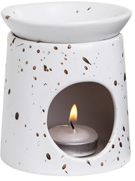Aromalampe aus Keramik, Duftlampe für ätherische Öle, Duftwachs & Räucherstövchen, Weihrauchbrenner im matten Design