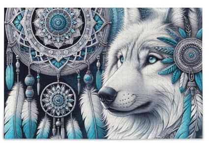 Traumfänger Wolf Puzzle Spiel Home Wall Artwork Challenge Puzzles für Erwachsene 500 Teile