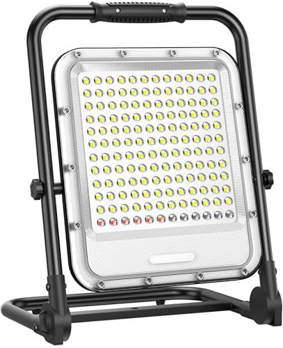 JADIDIS Led Baustrahler Akku 4 Modi Arbeitsleuchte 18000LM 15000mAh USB-Wiederaufladbar mit 132*COB-Chips, IP65 Wasserdicht Led Strahler, Campinglampe Tragbar für Werkstatt oder Baustelle, Garage