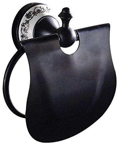Weare Home Toilettenpapierhalter Messing, Toilettenpapierhalter mit Deckel Öl Rubbed Finished Schwarz Retro Dekoration Toilettenpapierhalter Messing