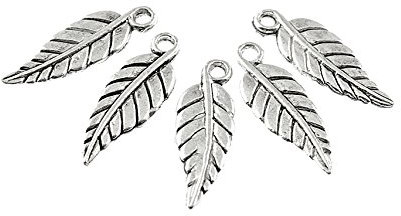 Vintageparts 10 Filigrane Federn in antik silberfarben, DIY-Schmuck