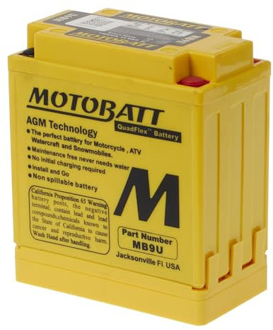 Motobatt Batterie MB9U 12V 11AH CCA:140A YB7A, YB9B, YB9LB L:136mm x H:133mm x W:76mm