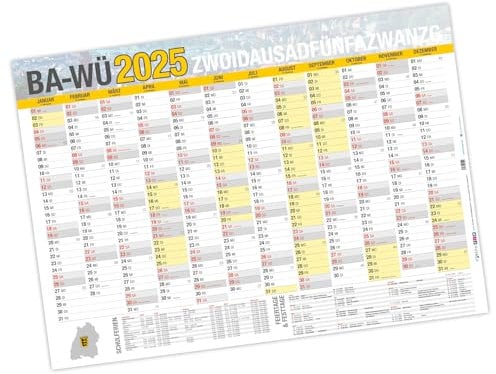 itenga XXL Premium Jahresplaner 2026 Wandkalender DIN A0 (118,9x84,1cm) 250g/m² gerollt stabil (BaWü)