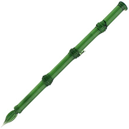 Gullor Glasfederhalter Bambus Form Handgefertigtes Glas Unterschrift Pen Kristall Dip-Zeichen-Feder-Geschenk-Feder, Grün