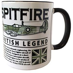 The Wooden Model Company Ltd Supermarine Spitfire RAF WW11 Fighter Aircraft Mug. White