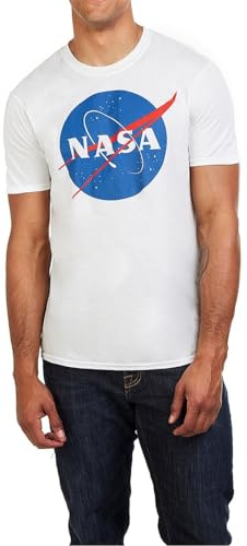 Nasa Men's Circle Logo T-Shirt, White (White White), Medium (Size:Medium)