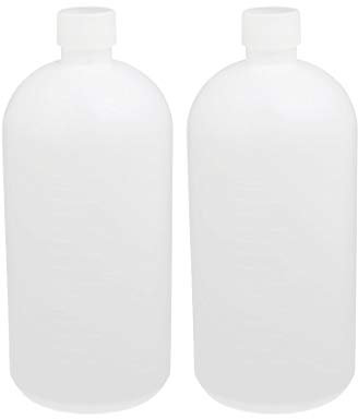 sourcing map 2Pcs 1L HDPE Plastic Clear White Narrow Mouth Liquid Chemical Reagent Sample Bottle Container Storage
