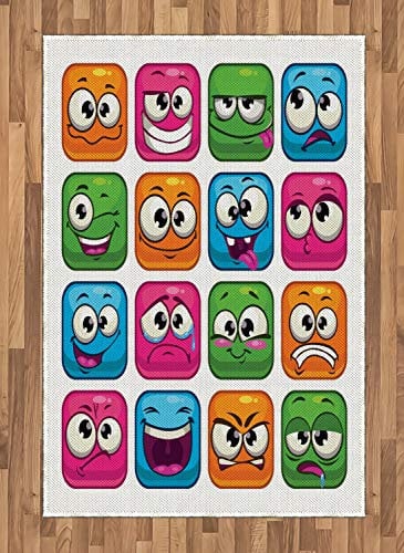 ABAKUHAUS Lustig Teppich, Cartoon Monster Comic, Deko-Teppich Digitaldruck, Färben mit langfristigen Halt, 120 x 180 cm, Mehrfarbig