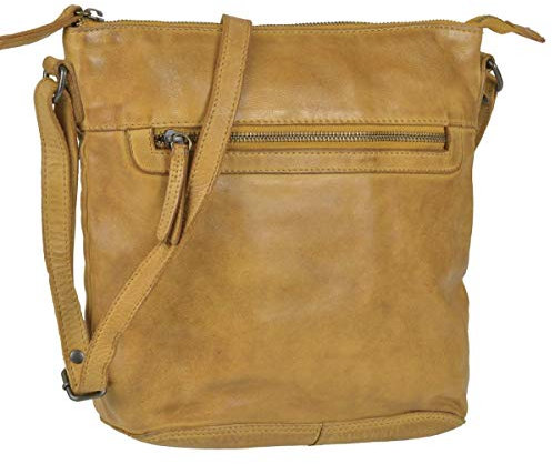 Bear Design Damen Tasche Ledertasche Umhängetasche Schultertasche 30x27cm Ocker gelb