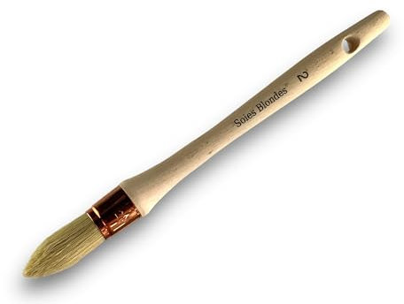 Pinceau de Pouce à rechampir | Brosse Ronde en Soie Blanche | Ø 20 mm | Idéal Peinture rénovation Volets moulures plinthes Angles persiennes | Manche Bois Brut | Kibros 371D21_2