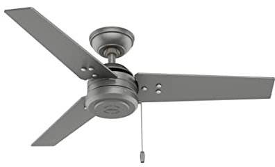 HUNTER Cassius - Ventilatore da soffitto per interni ed esterni, con catena di trazione, 111,7 cm, colore: argento opaco