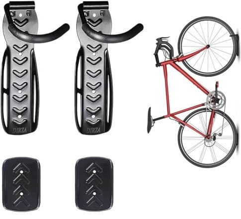 Dirza Vertical Bike Storage Rack - Indoor,Garage,Shed - Easy to Install - Holds Road,Mountain or Hybrid Bikes - 2 Pack