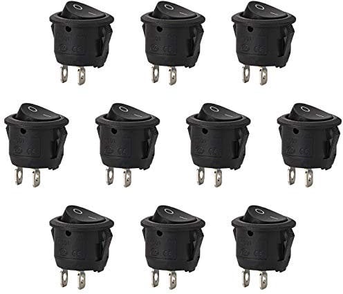 Thlevel 10 Stücke Kippschalter Runde Wippschalter Rocker Schalter SPST Lötfahne EIN/AUS AC 6A/250V 10A/125V für Auto Boot