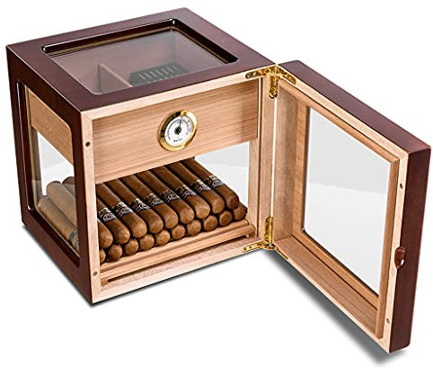 Zigarrenhumidor Zedernholzhumidor Klavierlack, transparentes Oberlicht-Zigarettenetui Freunde