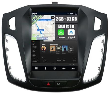 YUNTX Android 14 Autoradio con navi para Ford Focus (2010-2014)-Incorporado CarPlay/Android Auto/GPS-IPS 2.5D 9.7 Pantalla-Dab/Bluetooth 5.0/Control del Volante/USB/WiFi/MirrorLink/4G/Cámara