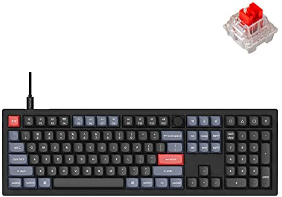 Keychron V6 kabelgebundene mechanische Tastaturknopf-Version, QMK/VIA programmierbares Makro in voller Größe mit Hot-Swap-fähigem Keychron K Pro, roter Schalter, kompatibel mit Mac, Windows, Linux,