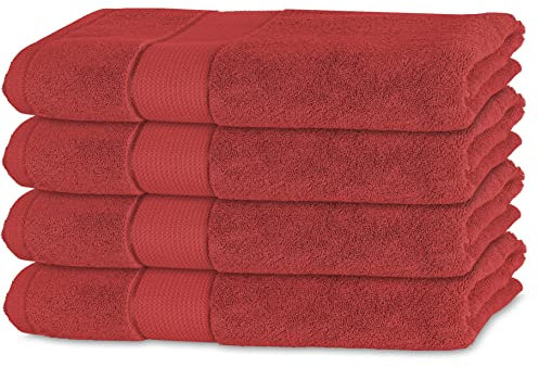 BANANALU 4er Set Handtücher 100% Baumwolle 50x100 Qualität 450g/m2, Bordeauxrot, Bossa Nova 18-1547