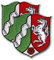 Wappen Nordrhein-Westfalen – Deutschland – 2er-Set – Schildform – bestickter Aufnäher/Abzeichen/Emblem – 6,7 x 8,0 cm – schwarze VeIcro-Rückseite – Klettverschluss
