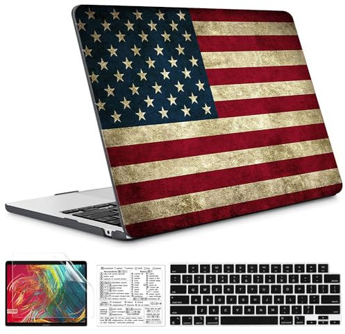 QCzyc Compatible with 2022 MacBook Air 13.6 inch Case Release A2681 M2 Chip Waterproof Plastic Laptop Shell w/Mac OS Keyboard Sticker & Keyboard Cover (USA Flag)