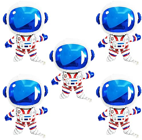 ANCLLO 5 Stück 55,9 x 76,2 cm Space Man – Astronauten-Folienballon, Weltraumdekoration, Partyzubehör, perfekt für Weltraum-Geburtstagsfeiern, Dekorationen (54 x 77 cm)