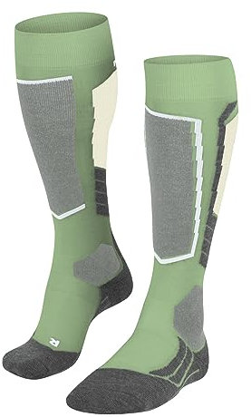 FALKE Damen Skisocken SK2 Intermediate Wool W KH Wolle Funktionsmaterial warm dick 1 Paar, Grün (Quiet Green 7378), 39-40