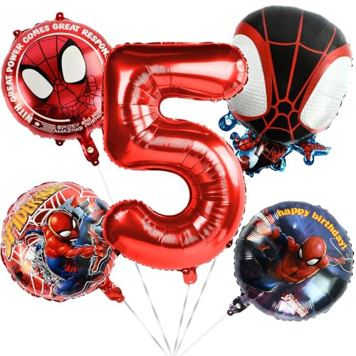 Geburtstagsdeko Kinder 5 Jahre, Folienballon Geburtstag, Luftballons Kindergeburtstag, Geburtstag Luftballon 5 Jahre, Ballons Geburtstag, für Jungen und Mädchen Geburtstagsfeier Dekoration