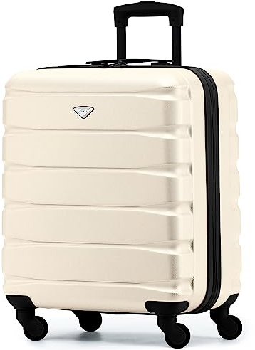 Flight Knight 56x45x25 EasyJet Cabin Bag, Jet2, British Airways Suitcase - Lightweight Small Durable 4-Wheel Cabin Case, Maximum Carry-On Size, ABS Hard Shell, 10kg Hand Luggage Bag- 56 x 45 x 25