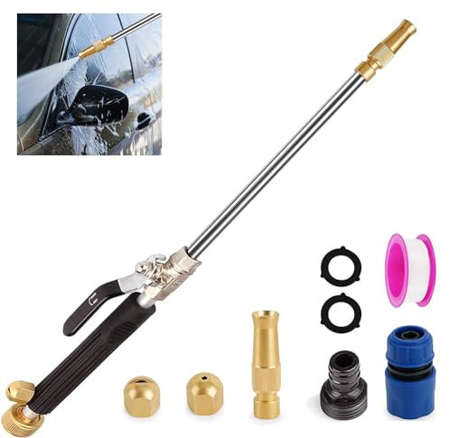 OUTTDID High Pressure Power Washer Gun, Portable Car Cleaner Gun Sprayer Wand with Flexible Hose Nozzle, Garden Hose End, 3 Hose Nozzles for Cleaning Garden Sidewalk Gutter Window