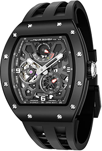 TSAR BOMBA Automatik-Herrenuhr Uhren Herren | Japanisches Uhrwerk,sportlich-elegant für Business & Freizeit,bequemes Kautschukband,luxuriöses
