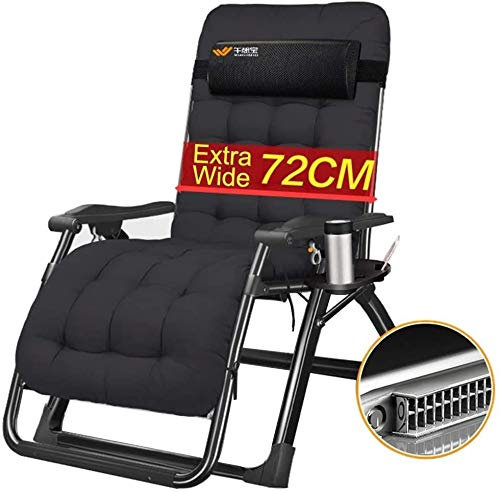 Tumbona Sillas De Jardín Extra Ancha Tumbona De Patio Silla Reclinable De Gravedad Cero Terraza Plegable Reclinable Ajustable Oficina Al Aire Libre Playa Soporte Reclinable 200 Kg con Cojine