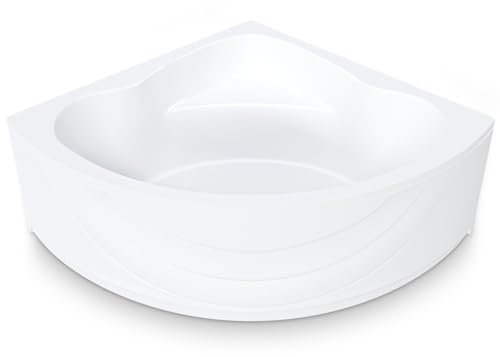 AQUADE Acryl Eckbadewanne 140x140 Modell: Kassel - Weiß Badewanne Komplettset 140x140 - Badewannen mit Wannenfüßen + Schürze