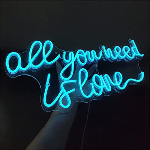 XCC All You Need Is Love Neon Sign Led Modeling Light Luminous Letters Signboard Acrylic Panel Neon Decorative Light, 56X25cm