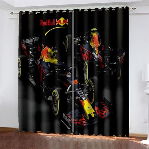 CTQTZ Rennwagen Extremsport Blickdichte Vorhänge Formel Auto Verdunkelungsvorhänge Mit Ösen 234x183 cm (BreitexHöhe) 2er Set Gardinen für Dekoration Kinderzimmer