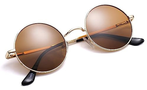 Pro Acme Retro Kleine Runde Polarisierte Sonnenbrille für Männer Frauen (Goldene Rahmen | Braun Linse)
