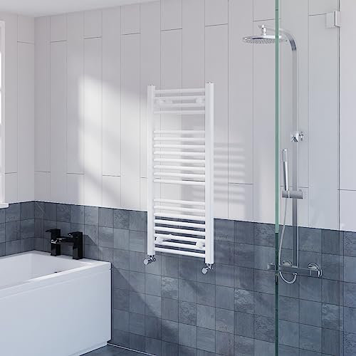 Warmehaus Straight Heated Towel Rail Radiator Ladder for Bathroom Wall Mounted White 970x450mm