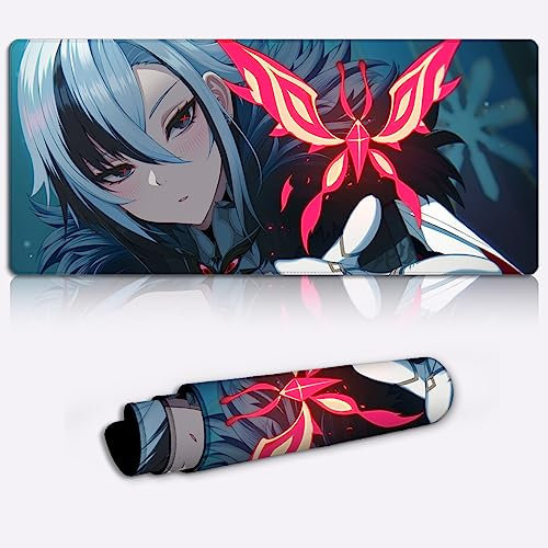 DEHUA Tastiera Mouse Pad Genshin Impact XXL gioco avventura Tappetino da scrivania Tappetino Mouse da gioco esteso Arlecchino Tappetino Mouse Protezione da scrivania (11,8x31,49X0,15) pollici