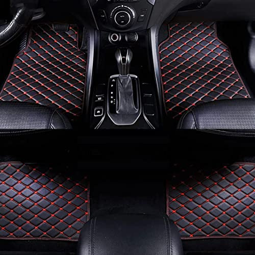 LICOME Auto Leder Fußmatten für Jaguar X-Type S-Type LHD, Allwetter Wasserdicht rutschfeste Automatten, Benutzerdefinierte Bodenmatten Autoteppiche Schützen Zubehör,C Black+Red