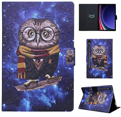 CXTCASE Hülle für Samsung Galaxy Tab S9 2023 11.0 Zoll, Schutzhülle Cover Case mit Standfunktion für Samsung Galaxy Tab S9 2023 (SM-X710/X716B/X718U), Eule