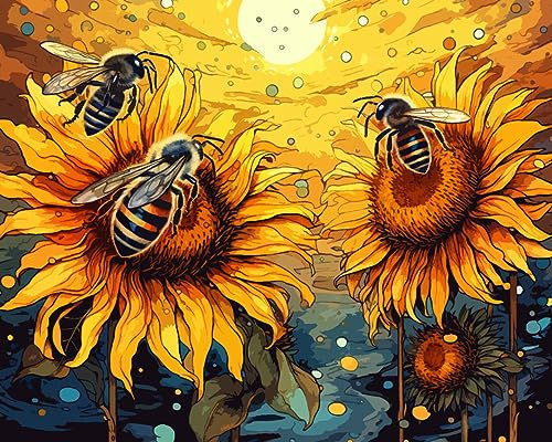 Kits de peinture au numéro pour adultes, peinture de miel par numéros peinture acrylique par nombre de bricolages faciles ensemble peinture à la maison murs salon décoration 40x50cm (cadre bricolage)