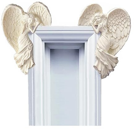 Rirsoasy Engel-Türrahmen-Dekor-Statue, Türrahmen, Engelsflügel-Skulptur, Engelsflügel-Skulptur, Vintage-Engelskunst, Kunsthandwerk, Statue, Möbel, Bürodekoration (links und rechts)