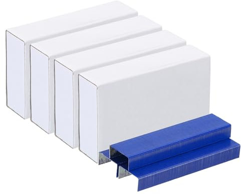 PATIKIL Heftklammern für Hefter 4 Pack(1000Stk Heftklammern pro Pack) 26/6 Standard 1/4 Länge Heftklammern Staufrei für Zuhause Bürobedarf Blau
