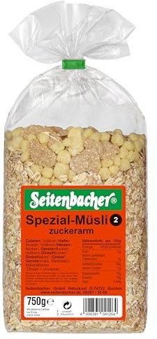 Seitenbacher Spezial Müsli 2 I mit Maisbällchen I Vollkorngetreide I ohne zugesetzes Zucker I ohne zugesetztes Fett I ohne Rosinen I (3 x 750 g)